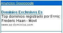 Venta de dominios .es en google