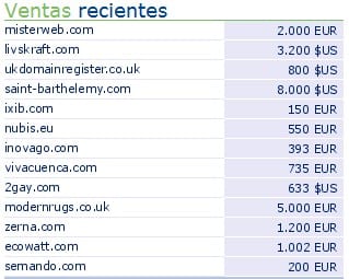 Mas ventas de dominios