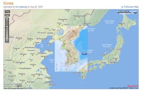 Mapa de coreo superpuesto a Yahoo! Mapas