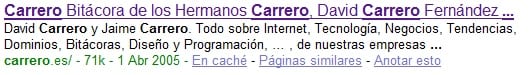 Carrero en Google