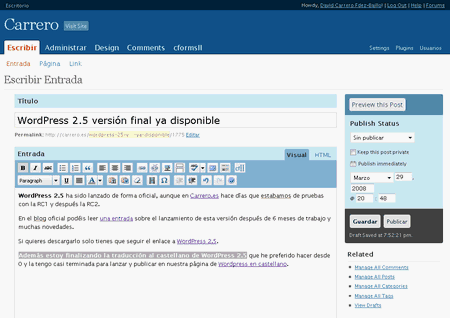 Captura WordPress 2.5