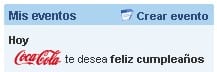 Cocacola me felicita mi cumpleaños en Tuenti