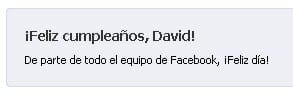 El equipo de facebook también me felicita