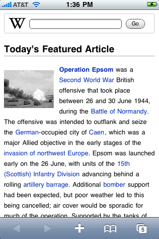 wikipedia mobile english