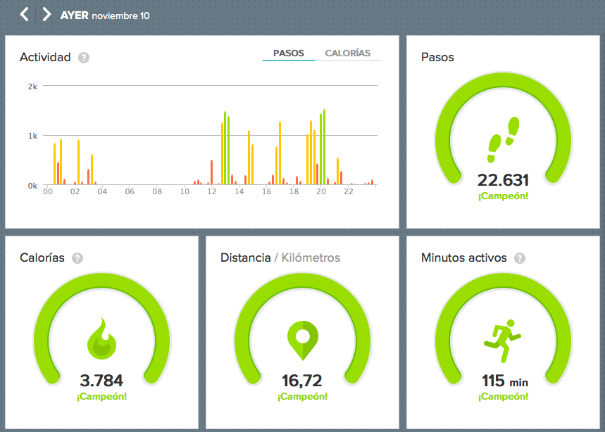 actividad fisica diaria carrero con fitbit flex
