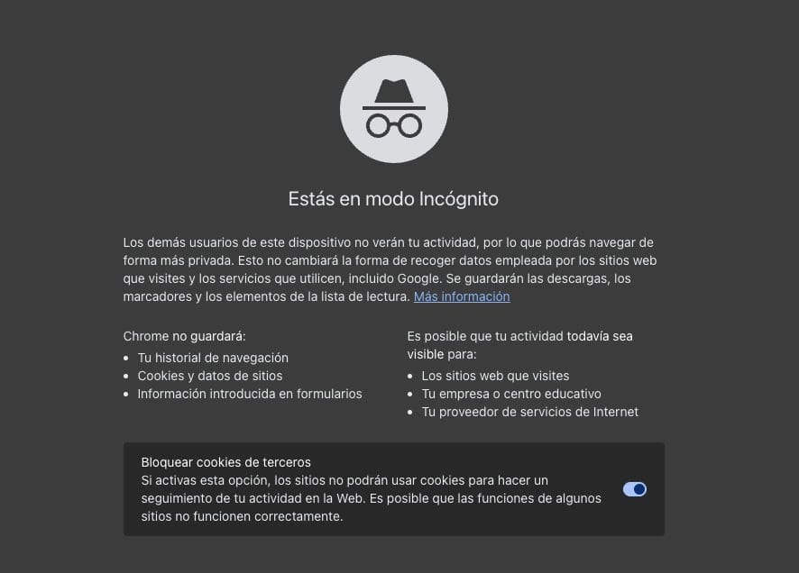 Modo incógnito de Chrome
